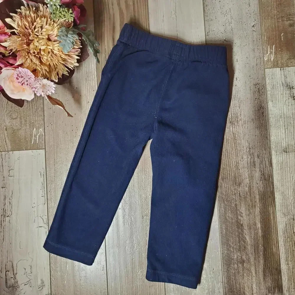 OshKosh B'gosh Navy Blue Fleece Sweatpants Toddler Boy Size 3T EUC